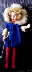7 1/2'' SPORTY 40S BLONDE GOOGLY DOLL,ORIGINAL OUTFIT FUR 517
